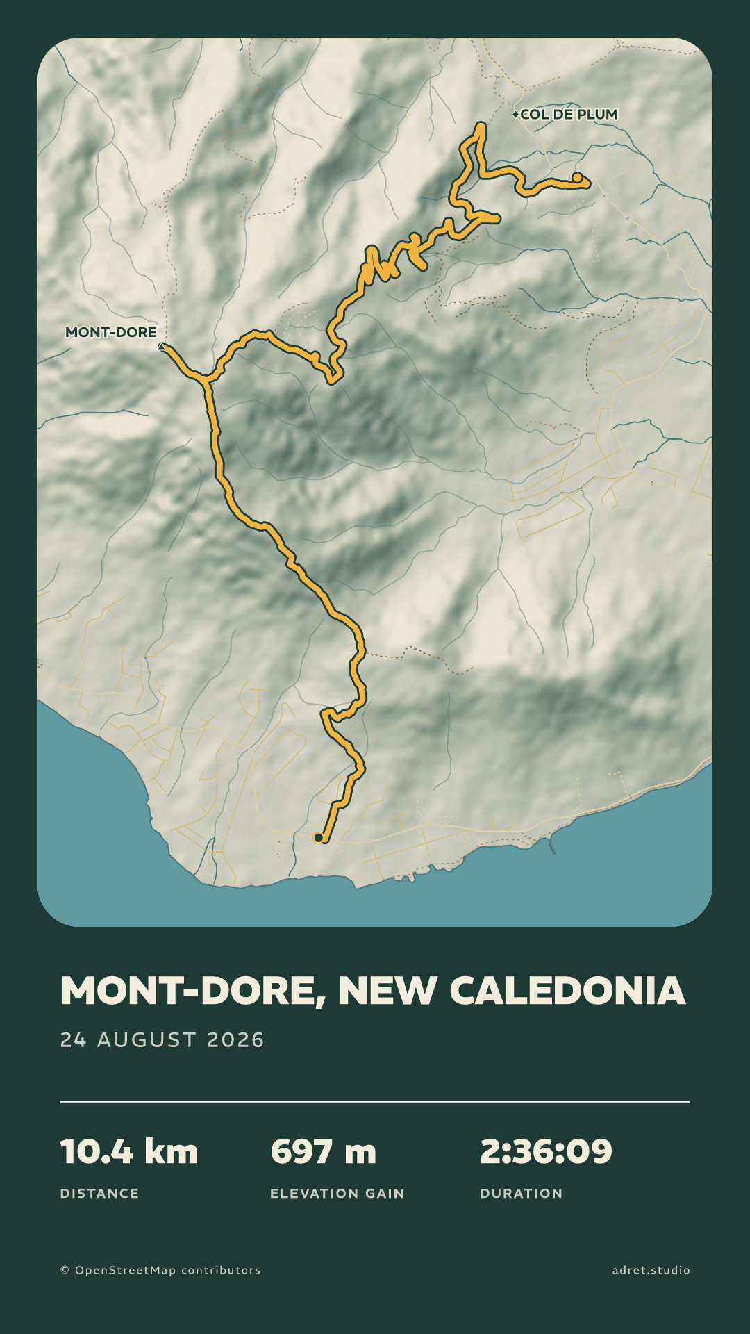 The same walk in two hand-picked sets of colours: a dark green sheet with an amber route, and a pale pink sheet with a raspberry route